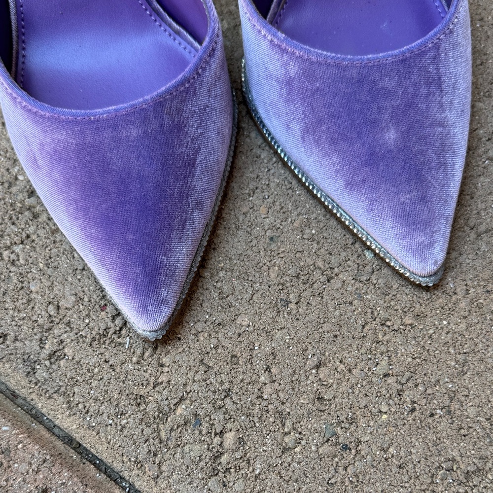 Steve Madden Emerson-V Velvet Rhinestone Ankle Wrap Dress Pumps purple 7.5M - Picture 9 of 9